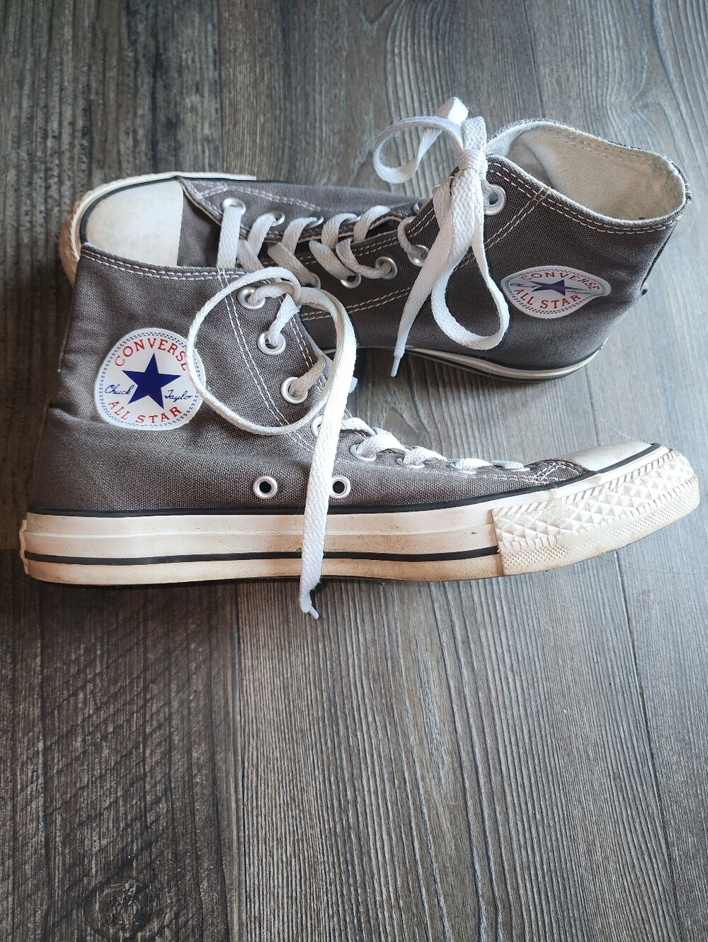 Converse All Star High Top Sneakers Mens 7 Womens 9 Gray Canvas Skater Retro